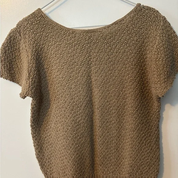Cross Country Knits Elegant Brown Knit Short Sleeved Sweater Women’s Large - Picture 4 of 4